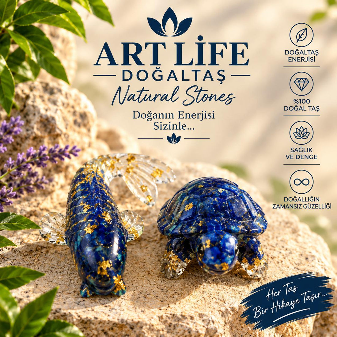 ART LİFE DOĞALTAŞ Natural Stones ikili  lapis  ve yunus baık