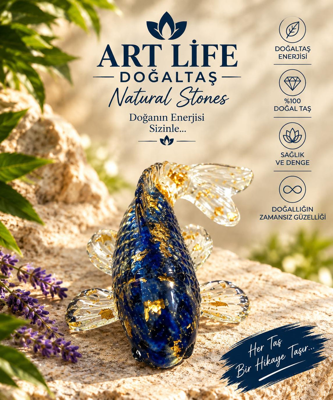 ART LİFE DOĞALTAŞ Natural Stones lapıs yunus balık